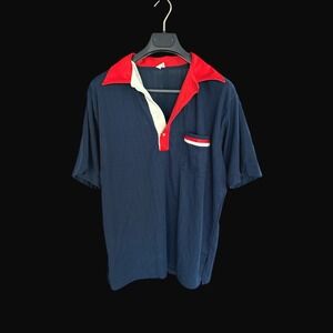 Vintage 60's Hilton Coors Beer Bowling Polo Shirt XL Navy Red Made in USA